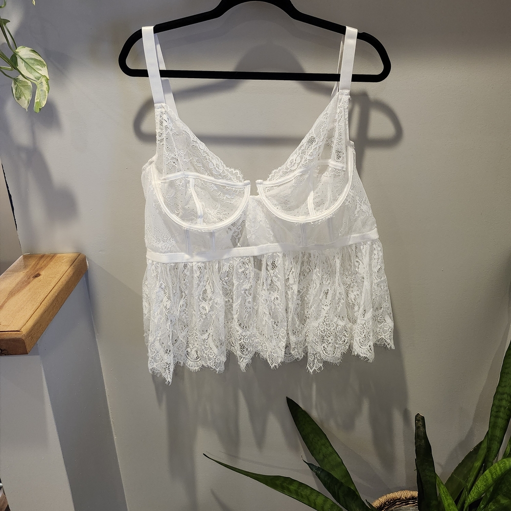 1x/2x Elegant White Lace Bralette Lingeriee